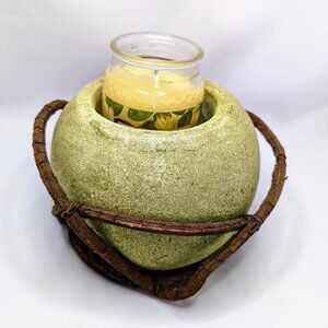 Gold Canyon Mini Vine Pedestal Stand Green Cement & Wood 4.5" x 6" (New)